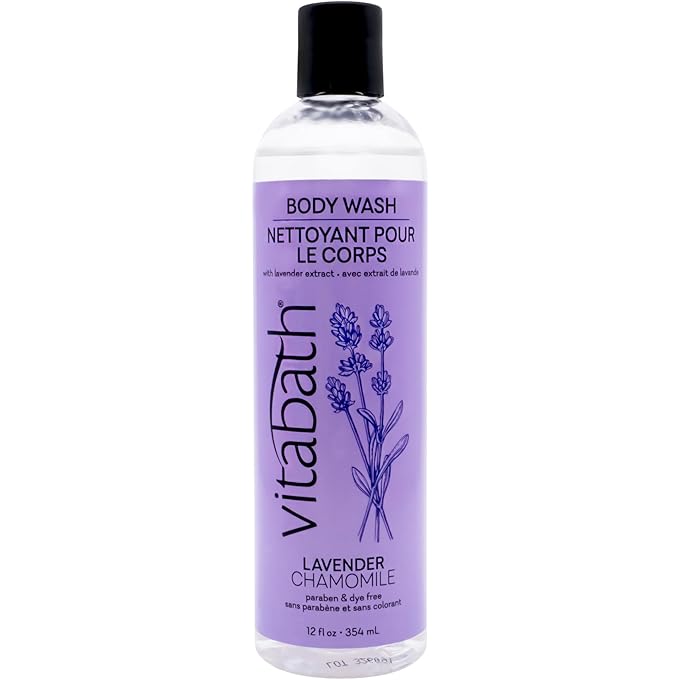 Vitabath Lavender Chamomile Body Wash Moisturizing Bath & Shower Cleanser Infused with Vanilla - Skin-Softening Aromatherapy - Cruelty-Free, Paraben-Free - 10 oz